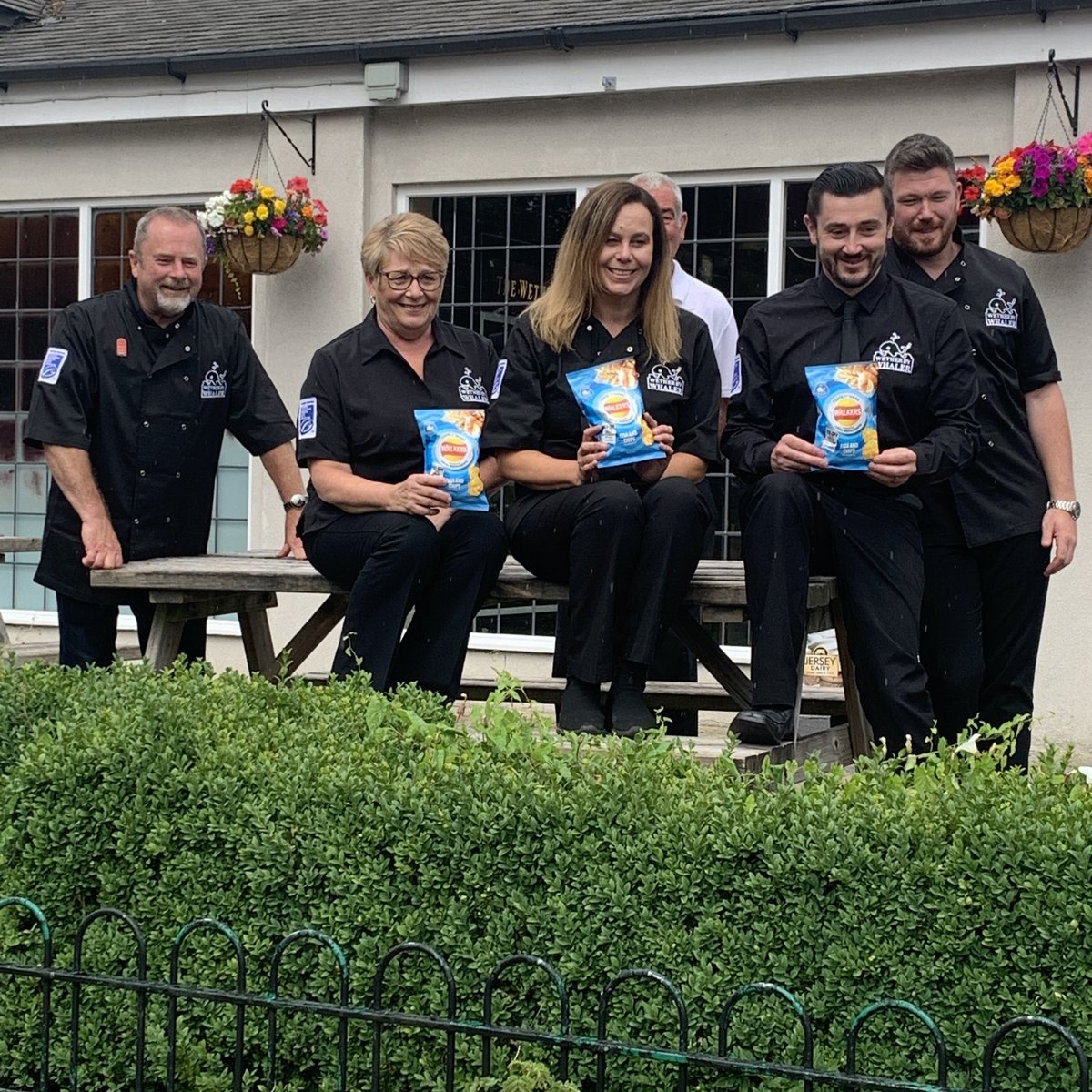 Our hard-working team, smiling for the <a href="/walkers_crisps/">Walkers Crisps</a> new taste icon flavour photoshoot. 📸

Have you tried the Walkers Wetherby Whaler Fish and Chips flavour yet?