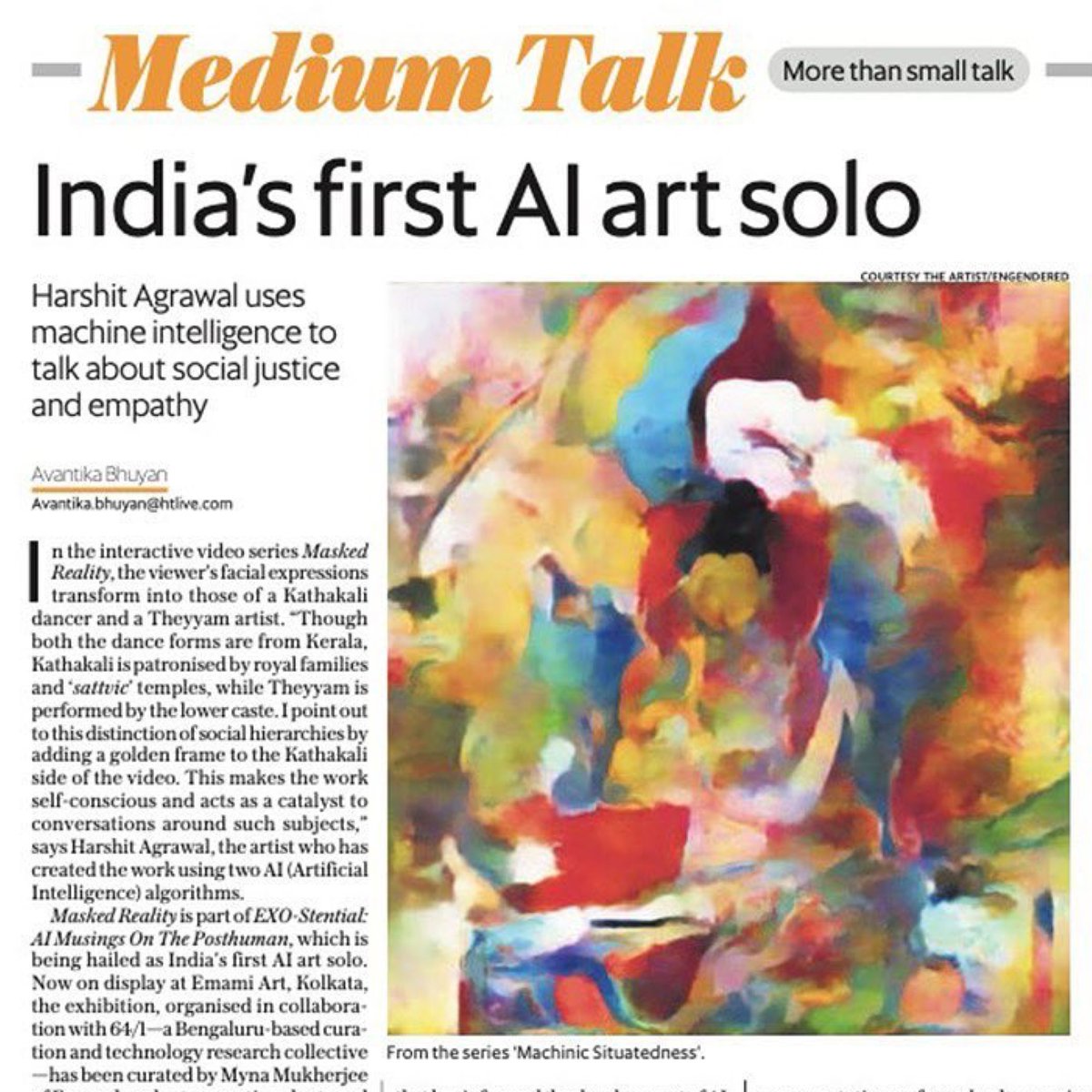 harshitrnnh's tweet photo. Exo-Stential- AI Musings on the Posthuman- India's First Solo Show of AI Art has been receiving lots of love and coverage ❤️

Curated @MynaMukherjee ongoing @emamiart collaborators @raghavakk @64bar1 #karthikkalyanaraman project manifestation @engendereddelhi #exostential #GANs https://t.co/HNIEWxsefa