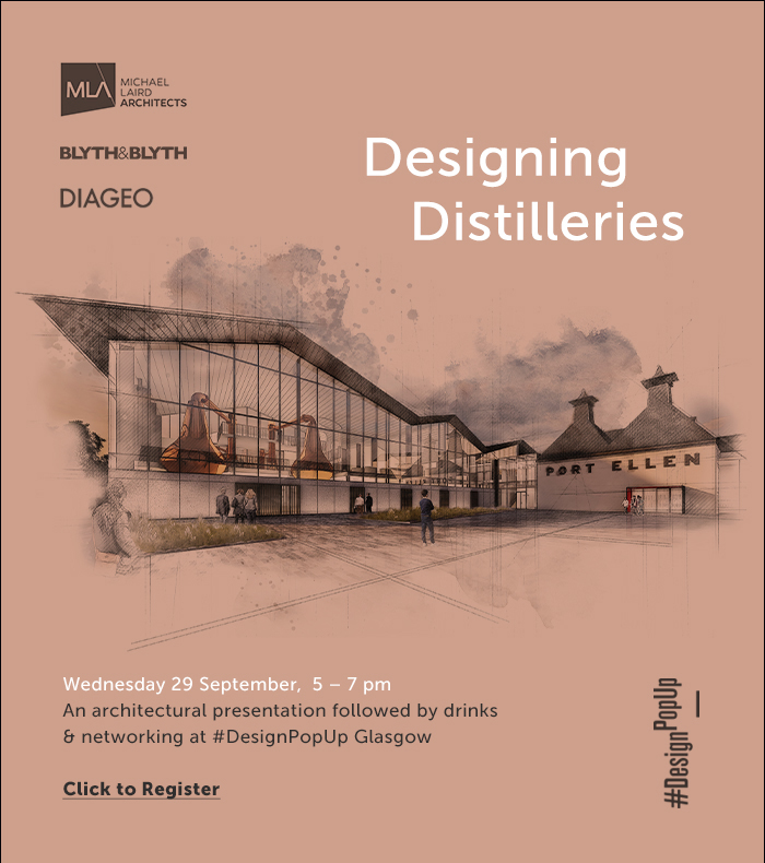 Tomorrow MLA architect Stuart Falconer will be at #DesignPopUp Glasgow to discuss MLA's approach to the design process in the distillery & drinks sector and how we adapt this to celebrate the industrial process of making alcohol.