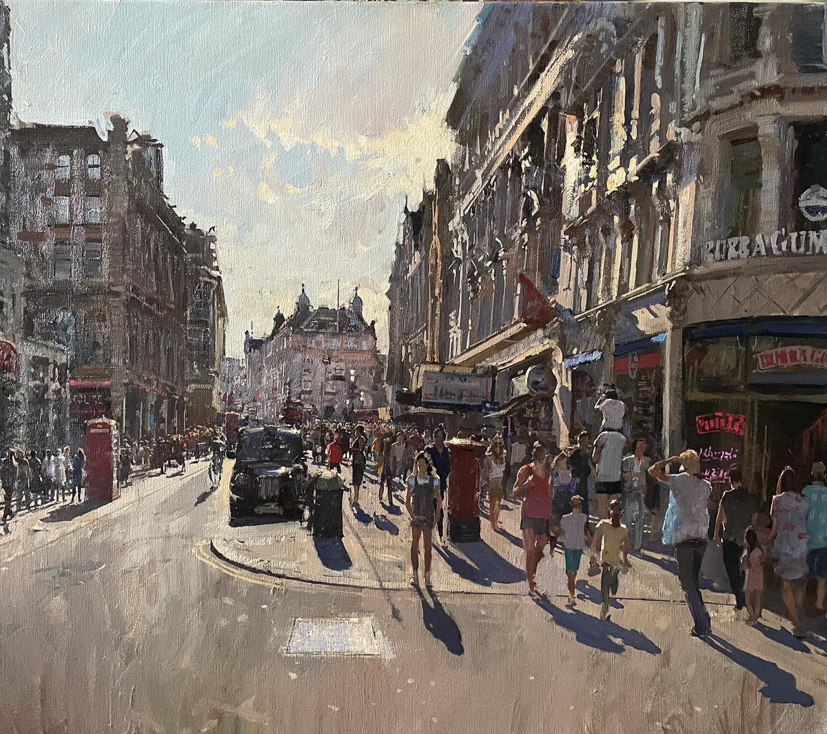 #finished 30 x 35 inches #oiloncanvas looking west to #piccadillycircus from #coventrystreet and #rupertstreet #w1 #london #lovelondon #londonlife #pleinair #neac #contemporaryart #painting #art #oilpainting