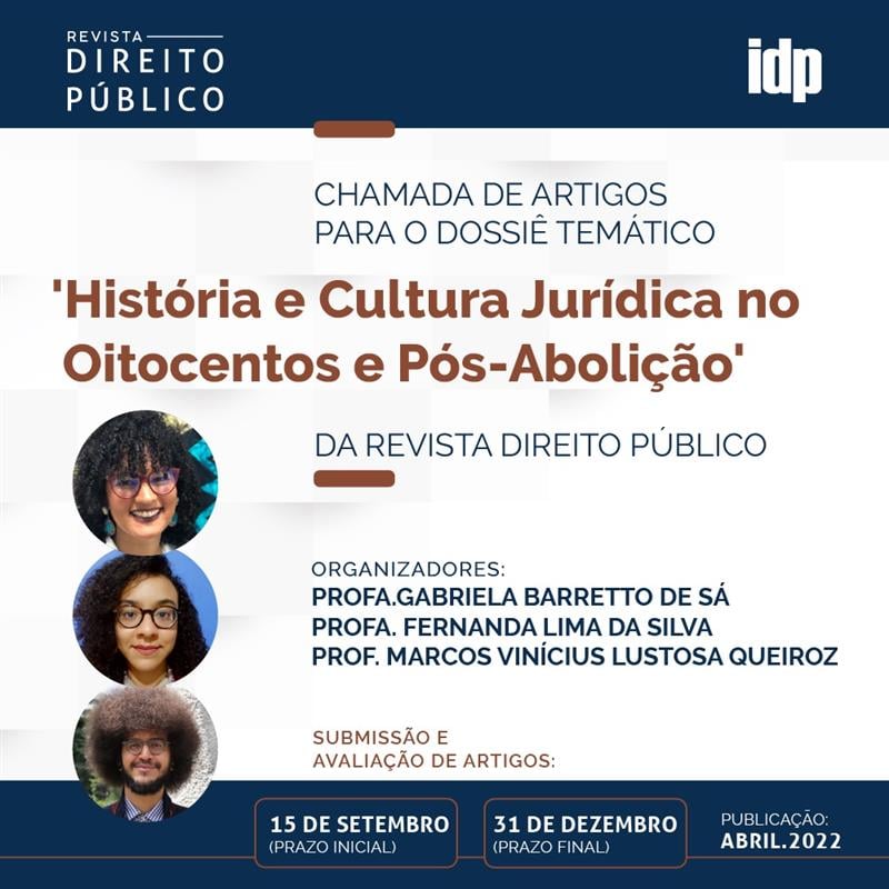 marcosvlqueiroz's tweet photo. Divulgando novamente a chamada de artigos para o Dossiê Temático "História e Cultura Jurídica no Oitocentos e Pós-Abolição", da Revista Direito Público (A1-Direito). Simbora submeter, meu povo, pois queremos bolar uma edição bem bonita.

Mais informações:
https://t.co/cfYLfECI2K https://t.co/ARGhDaV3et