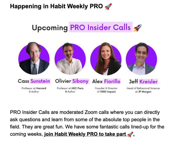 Coming up w/ @habit_weekly: Our founder, @alexfiorillo talks to @SamuelSalzer about #behavioraldesign, #socialimpact, & how to make a career out of it all! Look at the great company she's in w/ @CassSunstein @SibOliv & @jeffkreislerBS.