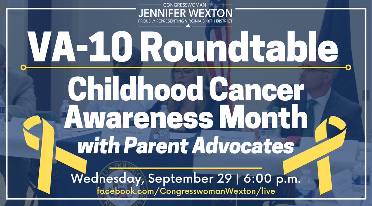 TOMORROW: I'm hosting a #ChildhoodCancerAwarenessMonth roundtable with parent advocates to hear how cancer has impacted their families and discuss the need for greater resources to develop cures and treatments.

You can tune in tomorrow at 6 p.m. here ⬇️
facebook.com/CongresswomanW…