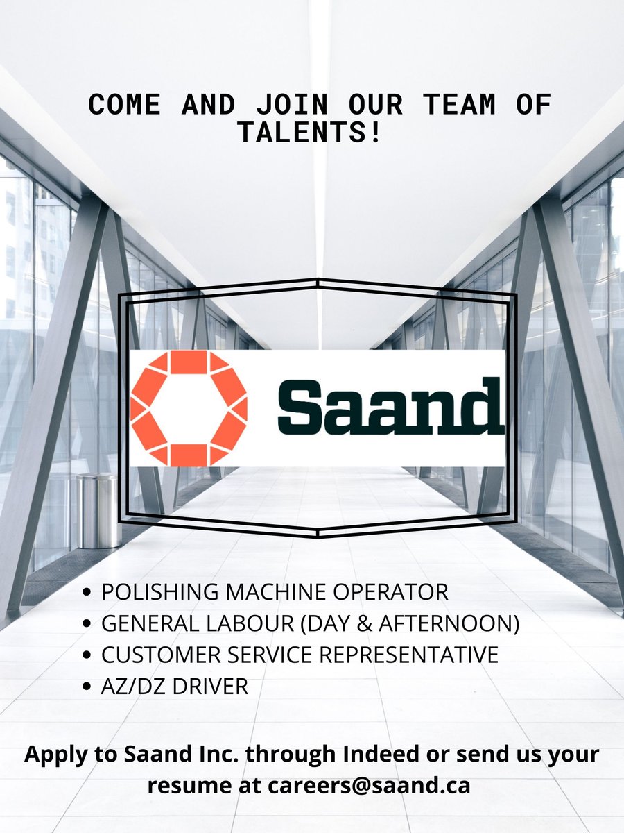 SaandGlass's tweet photo. Make your mark by joining our team ! #ottawajobs #nowhiring #hiringalert https://t.co/7aHLXgxdHt