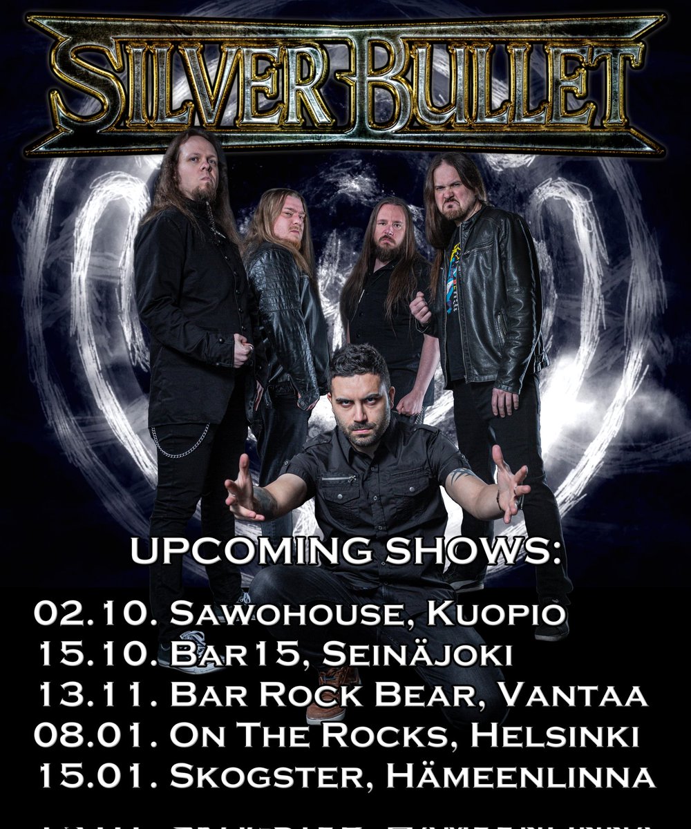 Silverbulletoff's tweet photo. It sucks that the tour with @TwilightForce_ and @Cyhra_official was postponed once again, but we are really glad that we have some shows coming in Finland.

@ReaperEntertain
@spiritualbeast
@ontherocksklubi

#silverbullet #heavymetal #powermetal #bulletheads #jointhecult https://t.co/dq5GYxwj0j