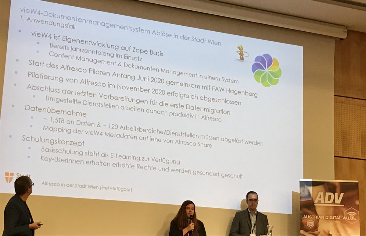 Alfresco als Dokumentenmanagementsystem in der <a href="/Stadt_Wien/">Stadt Wien</a> <a href="/DigitalesWien/">DigitalesWien</a> löst unser jahrzehntelanges view4 ab. <a href="/ADV_ITCommunity/">AUSTRIAN DIGITAL VALUE</a> #ADVKonferenz