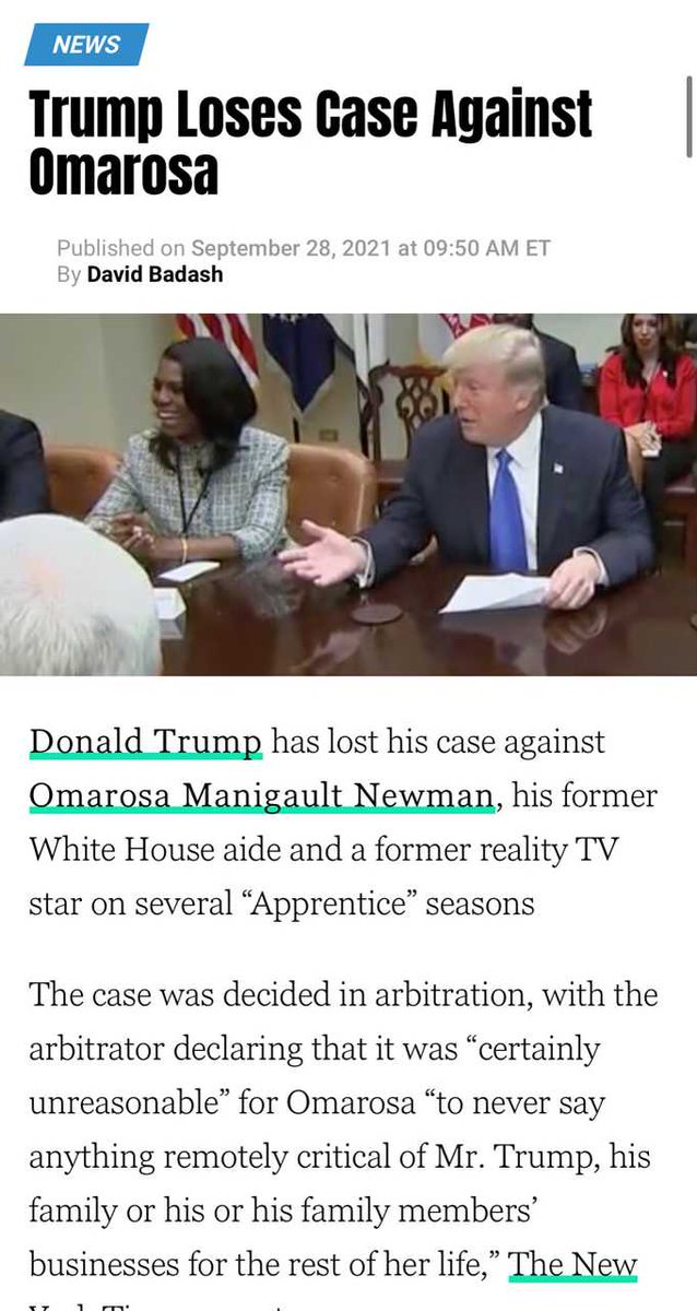 MichaelCohen212's tweet photo. Congrats to ⁦@OMAROSA⁩ on a well deserved and justified decision by the arbitrator. Mine next! https://t.co/zCIOUfTtWV