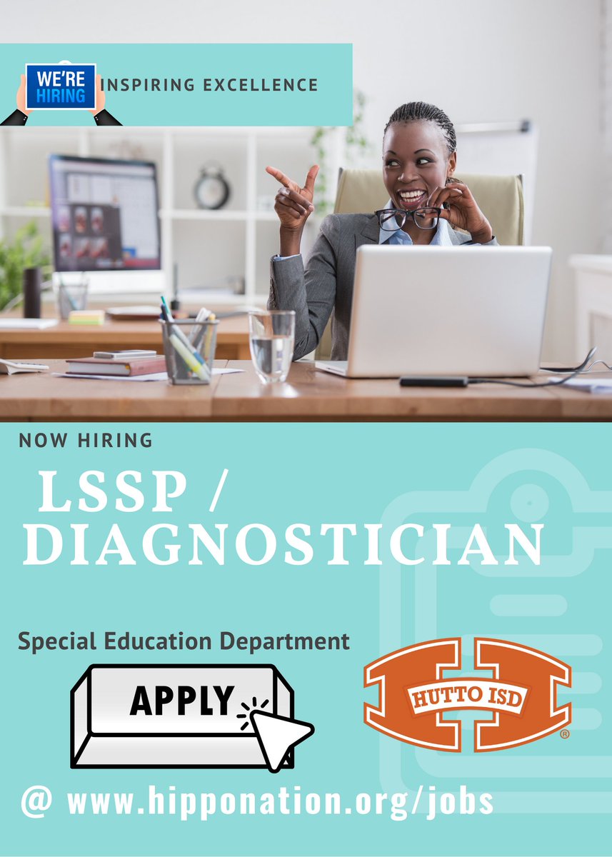 huttoisdhr's tweet photo. Join Hutto ISD today with our Hutto ISD Special Education as a LSSP/Diagnostician! Apply at https://t.co/vOIG5RdPDe @HuttoISD @skoerth14 https://t.co/H2UI1JENUv