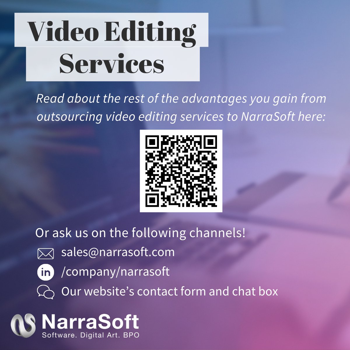 narrasoft's tweet photo. What makes our #videoeditors extraordinary, you ask? Find out by reading our post!
#videoediting #videoexplainers #videoeditor #videomarketing #videooutsourcing #videoexplainer #videoeditingoutsourcing #partnership #NarraSoft https://t.co/ROJyGLDukn