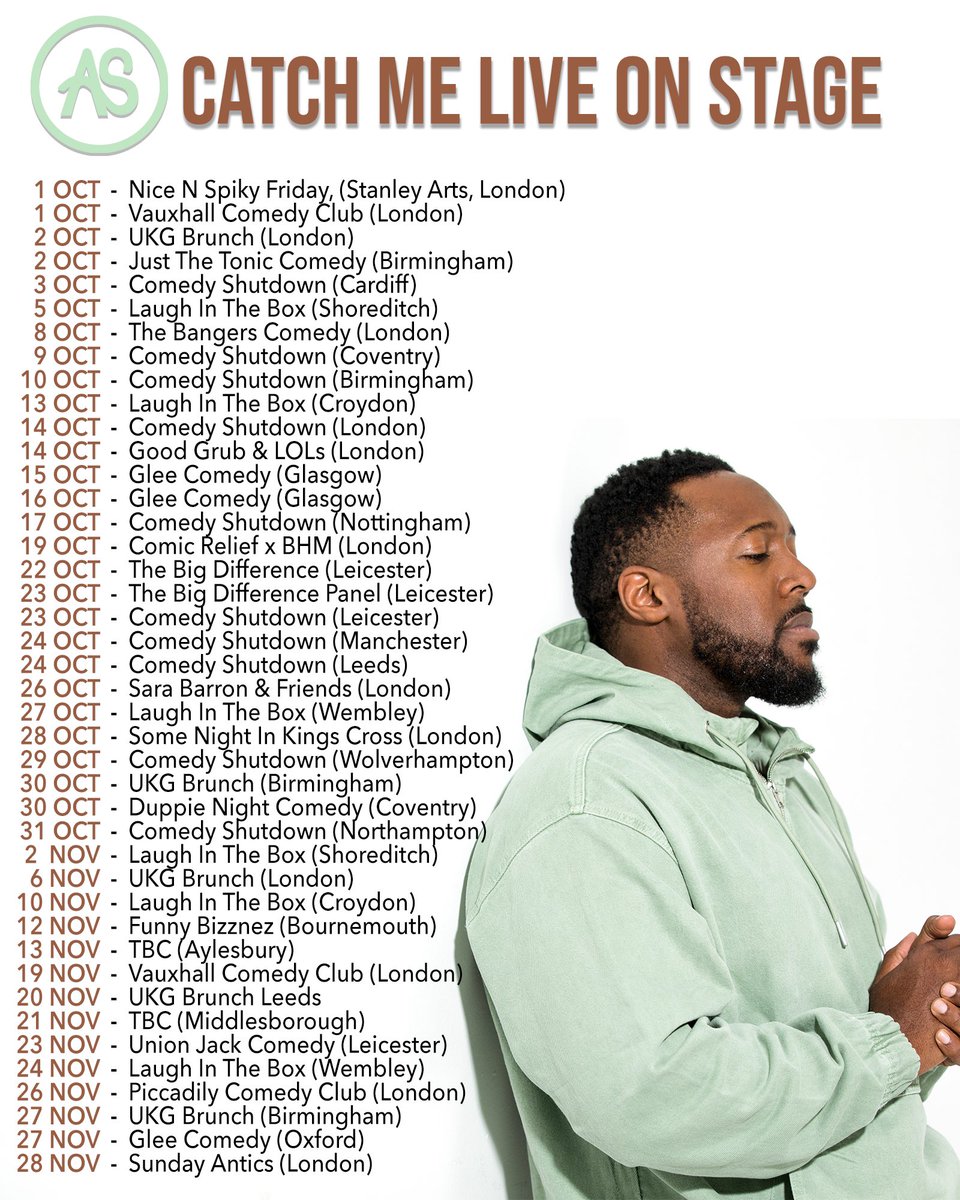 Dates! 😊🎙Couple places to see me live on stage over the next few weeks! 

Also… look out for an announcement later this week! 👀😎