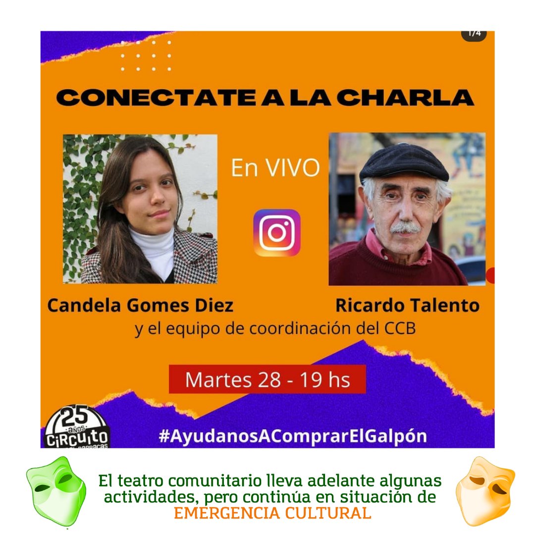 redteatro's tweet photo. 📢 #laREDdeTCdifunde 👉 @ccbarracas
📣 #laREDdeTCdifunde 👉 Circuito Cultural Barracas 

➡️ 28 a las 19 hs  charla pública, vía Vivo de Instagram, con Ricardo Talento, Corina Busquiazo,  Mariana Brodiano y Nestor López,  coord del Circuito Cultural Barracas y Candela Gomes Diez https://t.co/yG9IK0oVBH
