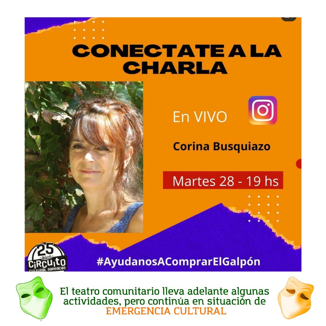 redteatro's tweet photo. 📢 #laREDdeTCdifunde 👉 @ccbarracas
📣 #laREDdeTCdifunde 👉 Circuito Cultural Barracas 

➡️ 28 a las 19 hs  charla pública, vía Vivo de Instagram, con Ricardo Talento, Corina Busquiazo,  Mariana Brodiano y Nestor López,  coord del Circuito Cultural Barracas y Candela Gomes Diez https://t.co/yG9IK0oVBH