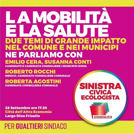 RobertoRocchi_'s tweet photo. Oggi si parla di mobilità e salute. 
Alle 17.30 alla Città dell'Altra Economia.
Vi aspettiamo!
@SincivecoRoma https://t.co/AbBCyjeJIe
