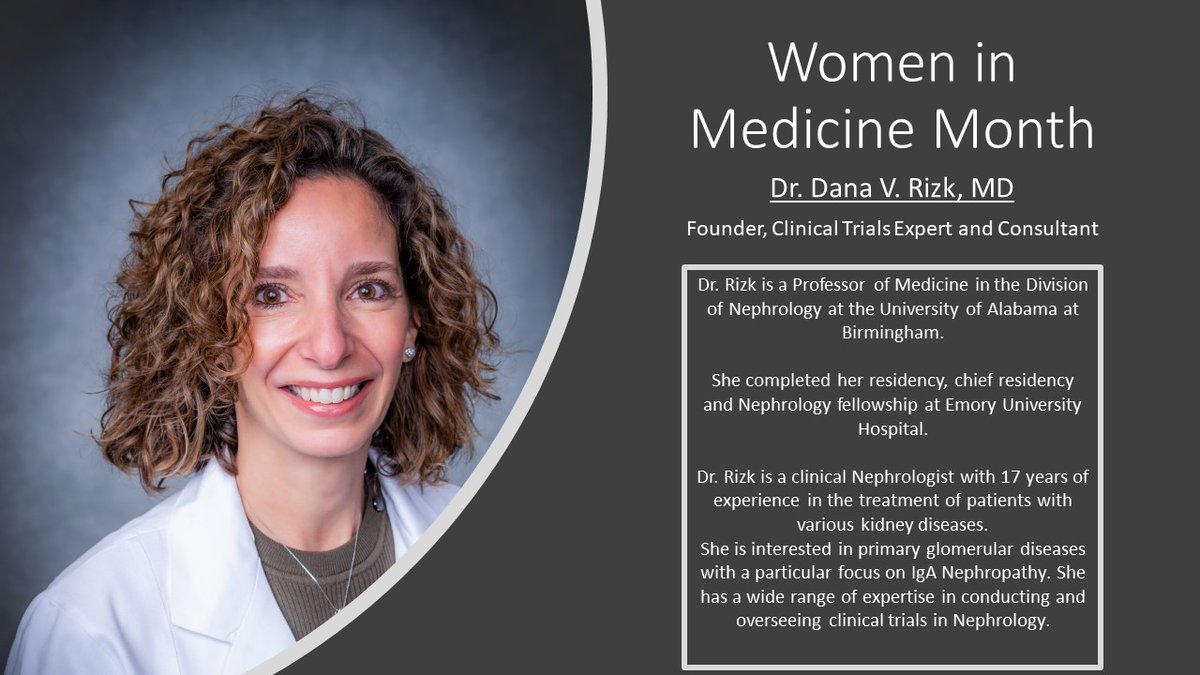 September is #WomeninMedicineMonth and Reliant would like to highlight one of our founders, Dr. Dana Rizk. We are delighted to recognize her for her knowledge, expertise, and contributions to Reliant as our clinical trials expert! 👩‍🔬🧪@UABSOM @UAB_NRTC @womeninnephro @UABNews