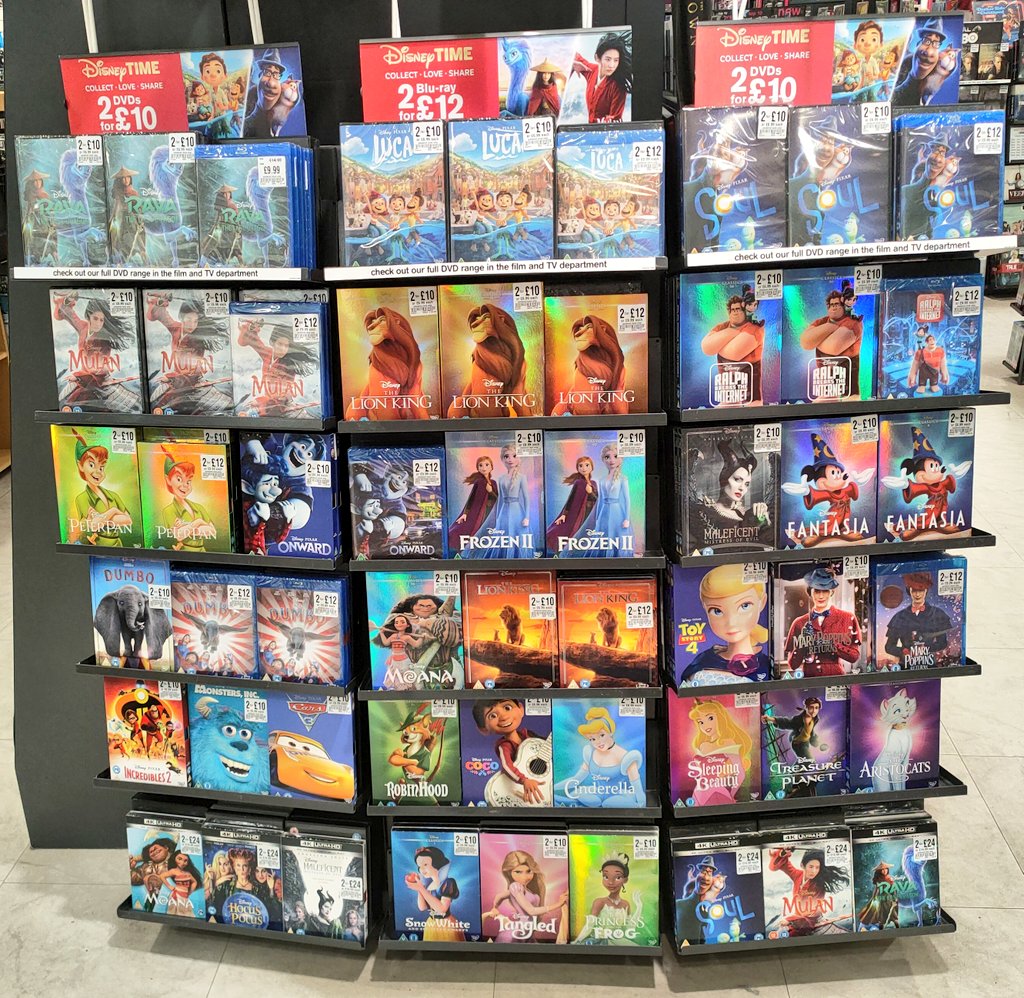 hmvInverness's tweet image. Our incredible #DisneyTime promotion is back! 

For a limited time you can pick up a huge selection of @Disney titles in our 2 for £10 DVD, 2 for £12 Blu-Ray &amp;amp; 2 for £24 4K offer. 

#Disney