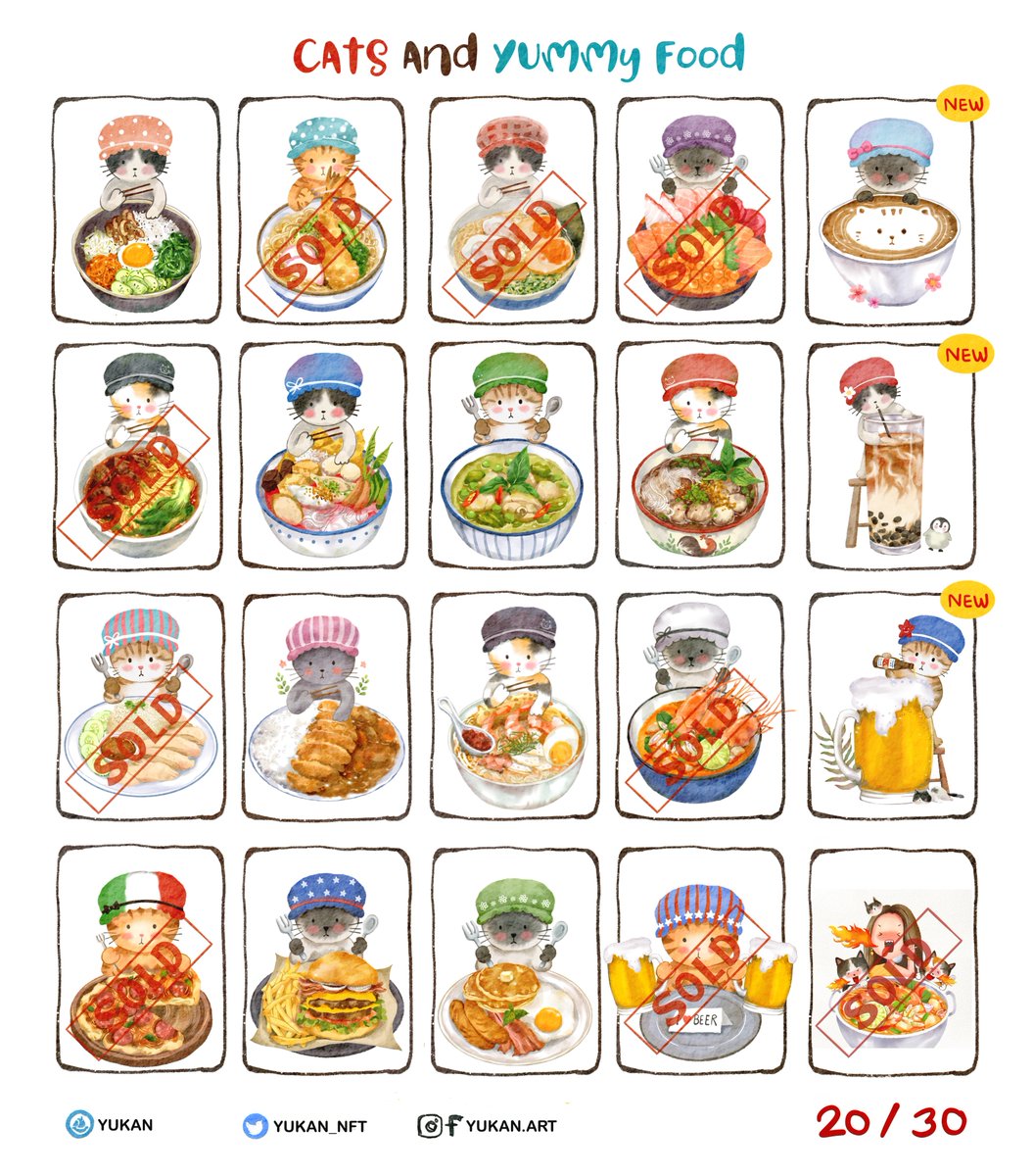 YukanNFT's tweet photo. New Drop!
(20/30) Cat and Yummy Food collection now available on @opensea 

Check it out >> https://t.co/Eii6wtrib3

#NFT #nftcollector #NFTs #NFTCommunity #NFTdrop #NFTartist #nftart #cryptoartist #yukanartnft #NFTTHAILAND #ThaiNFT #illustration https://t.co/THyR0N8Tku