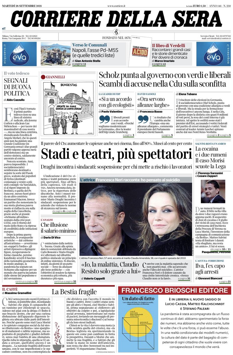 WAVELabUniBg's tweet photo. 📙È ora disponibile "Un dato di fatto", libro a cura di @LucioCassia, @MKalchschmidt e #StefanoPaleari che racconta l'importanza di interpretare e di comunicare il dato. Grazie a @CorrieredellaSera per la prima pagina, a #FrancescoProfumo per la prefazione e #BrioschiEditore👇 https://t.co/mozowTzZmS