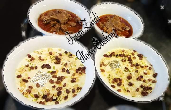 Irum_Zaidi_HC's tweet photo. #Assalamualaikum
 “Call on Me; I will respond to you” (Quran, 40:60).
Ya ALLAH! make us successful in both, in this world and hereafter.
Ilahi Ameen
💐❤
#Kheer
#Meethi_tikiyaan
#Moong_daal_halwa
#Lamb_Korma
#Pooriyaan
#Fresh_fruit https://t.co/gwqrRIYMVT