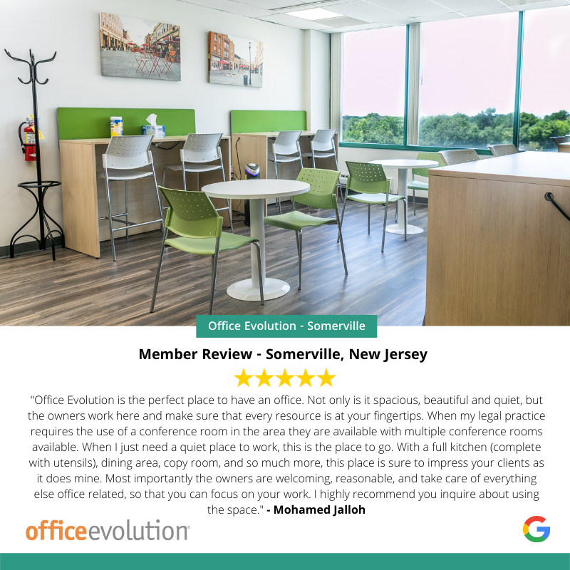 OE_Franchise's tweet photo. It is always wonderful to hear what our members have to say about Office Evolution.  Below is another delightful review about Office Evolution Somerville https://t.co/7eSh1RlDJf