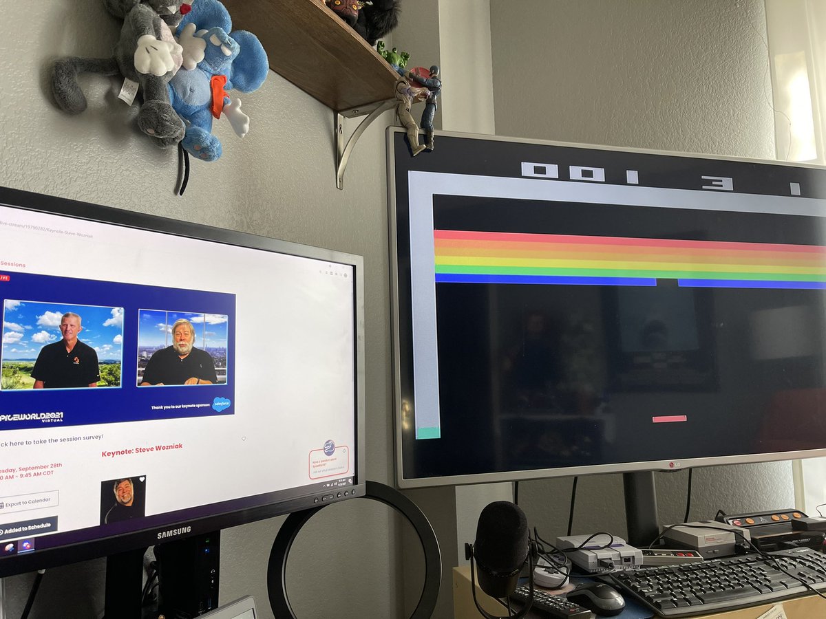 JeffGrettler's tweet photo. Had to breakout the game #Breakout while listening to #technology icon @stevewoz keynote Q & A at #SpiceWorldVirtual https://t.co/AVVBhOdifQ