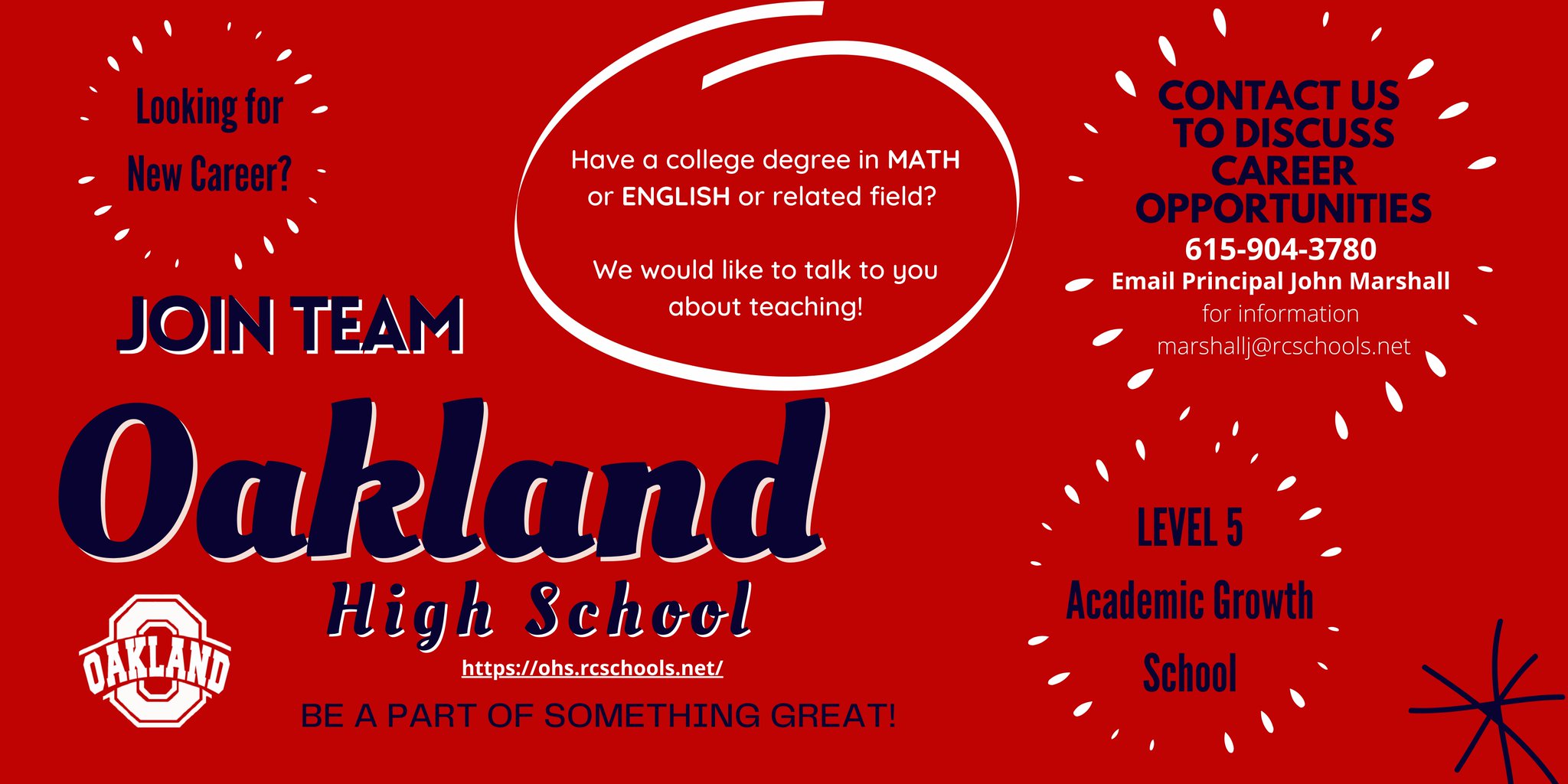 Oakland High School on Twitter "Join Team OaklandRCS. No better place