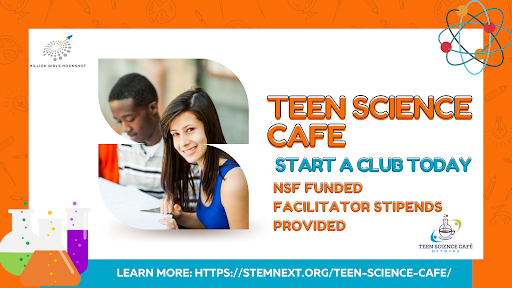 STEMNext's tweet photo. By teens, for teens. What better way to connect curious teens with #STEM experts than through @TeenScienceCafe? Learn how #afterschooSTEM can support youth voice and #empowerment:: https://t.co/oAIZhf2uKe 
#MillionGirlsMoonshot #RuralSTEM #STEMEcosystems https://t.co/YXdBxZGiuW