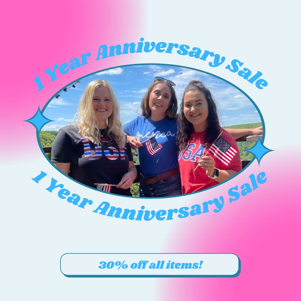 aunt_abbys's tweet photo. 🎉 ANNIVERSARY SALE 🎉
Thursday is our 1st birthday!! I am so thankful for everyone of you who has supported my business! 💙 To celebrate, you’ll get 30% off now through Thursday at 11:59pm! (Discount will be automatically applied at checkout!) 🎉🛍 https://t.co/qYyOTTAxkG