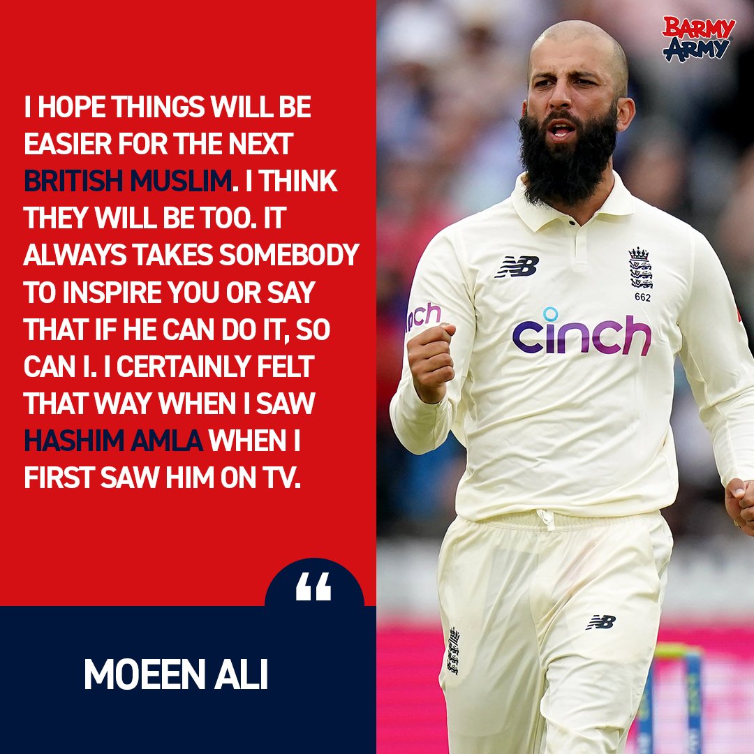 TheBarmyArmy's tweet photo. Don't forget how much Mo did by just playing Test cricket as a British Muslim.

A true trailblazer of our beloved game and big love for @amlahash 🏏 https://t.co/eAESQLLVu0