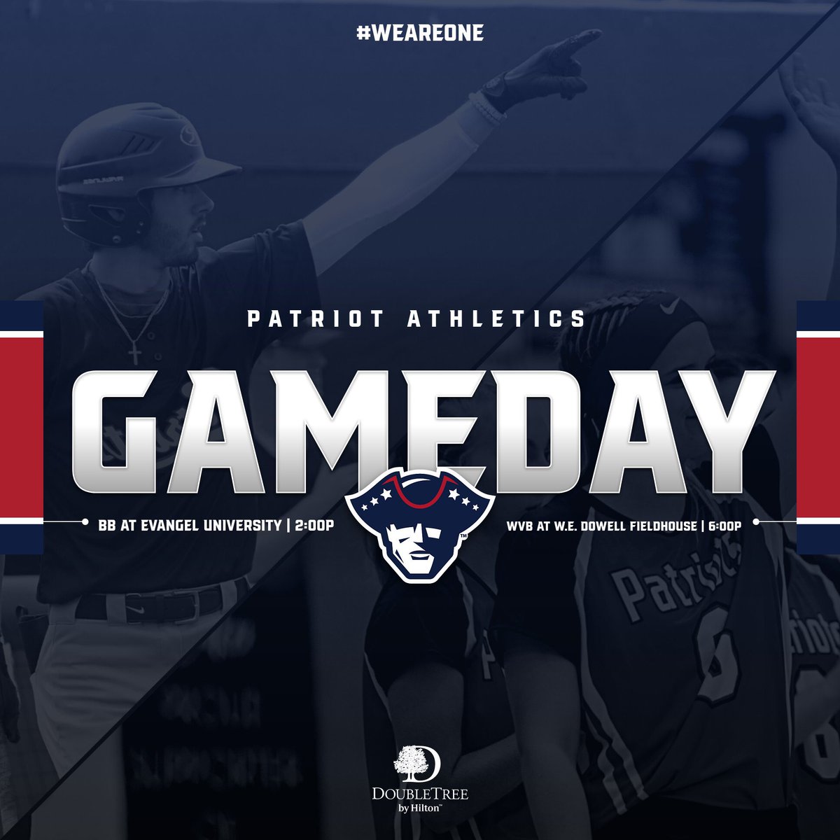 MUpatriots's tweet photo. It’s Gameday at #LifeChangeU ‼️

Baseball &amp; Volleyball are both in town; let’s show up to support all of our Patriots today 📣🔴🔵

⚾️
🆚 EU
📍 Evangel University
⌚️ 2:00p

🏐
🆚 Cottey College
📍 W.E. Dowell Fieldhouse
⌚️ 6:00p
🖥 Link will be posted &amp; live at 5:50p

#WeAreOne https://t.co/NenJkwWBdr