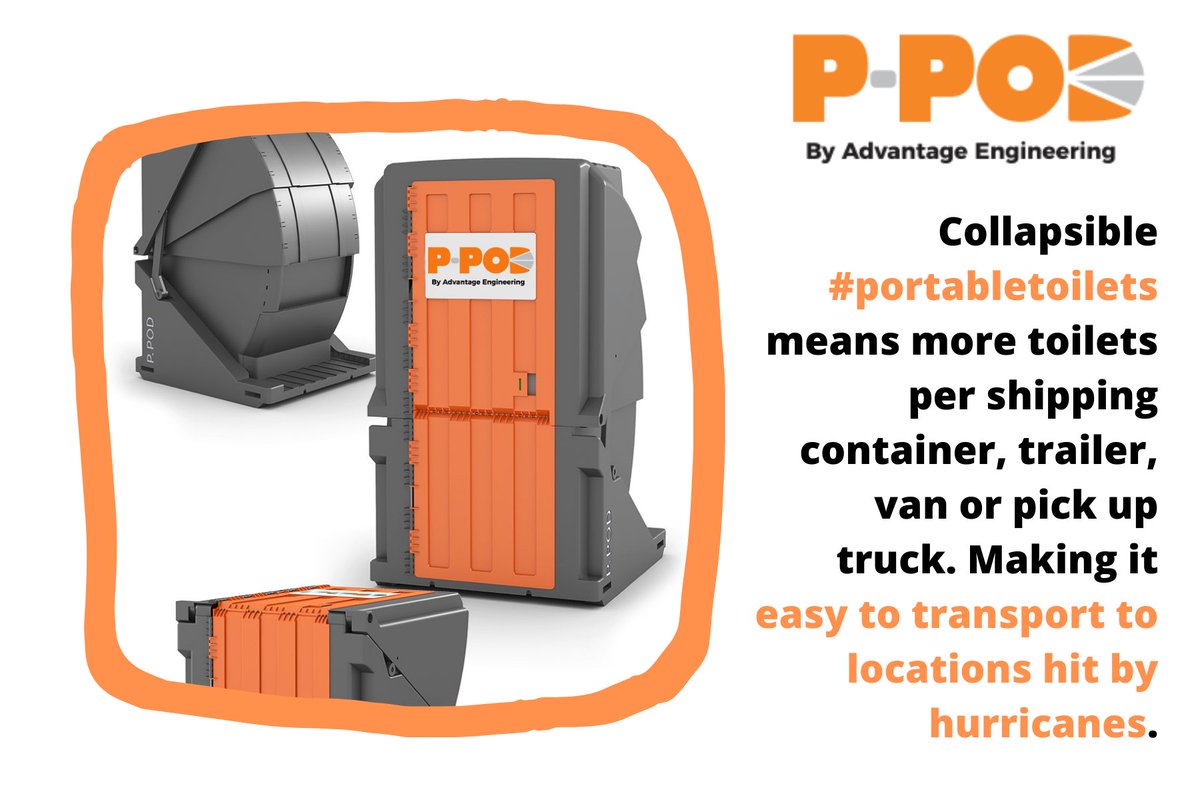 ppodinc's tweet photo. Because #PPod is collapsible, people and communities in need of #PortableToilets can get 3 times as many toilets shipped to their location. We have stock ready, get in touch with us now.
https://t.co/977WU3g8u5
#DisasterRelief #CommunityPlanning #Hurricanes #PPodPortableToilets https://t.co/qCUOWuEJcN