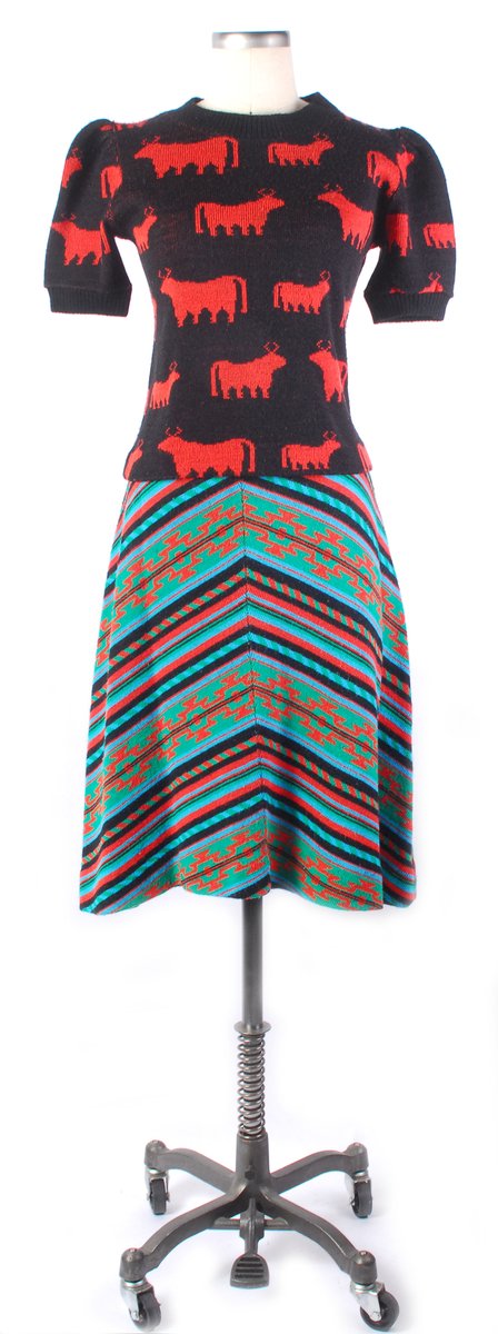 New to eBay: Vintage 70s GIORGIO SANT'ANGELO KNITS Novelty Cow Intarsia Knit Sweater/Chevron Skirt Dress Set #giorgiosantangelo ebay.com/itm/1943986793…
