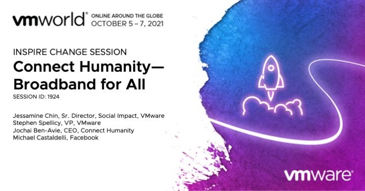 VMWTelcoCloud's tweet photo. Barriers to internet access leave 3.6 billion people disconnected.

 At #VMworld, @Spellicy and @JessaChin will join reps from @Facebook and Connect Humanity to discuss what #5G #ORAN ecosystems are doing to close the broadband gap. Join us there: https://t.co/RxZ4Xw8coA https://t.co/nL2q9t0RhX
