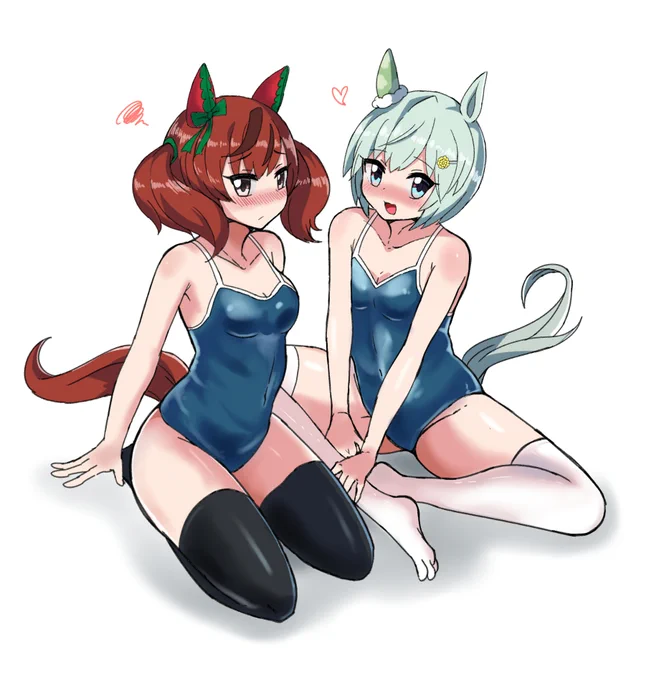 スク水ニーソネイチャとスカイ #ウマ娘 