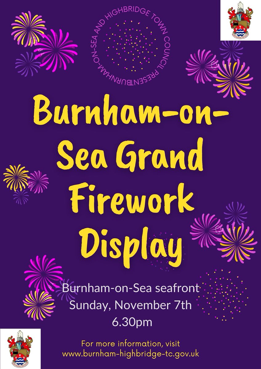 Are you looking forward to our grand firework display next month?! Just over 5 weeks to go! #burnhamonsea #somerset 🎊🎊