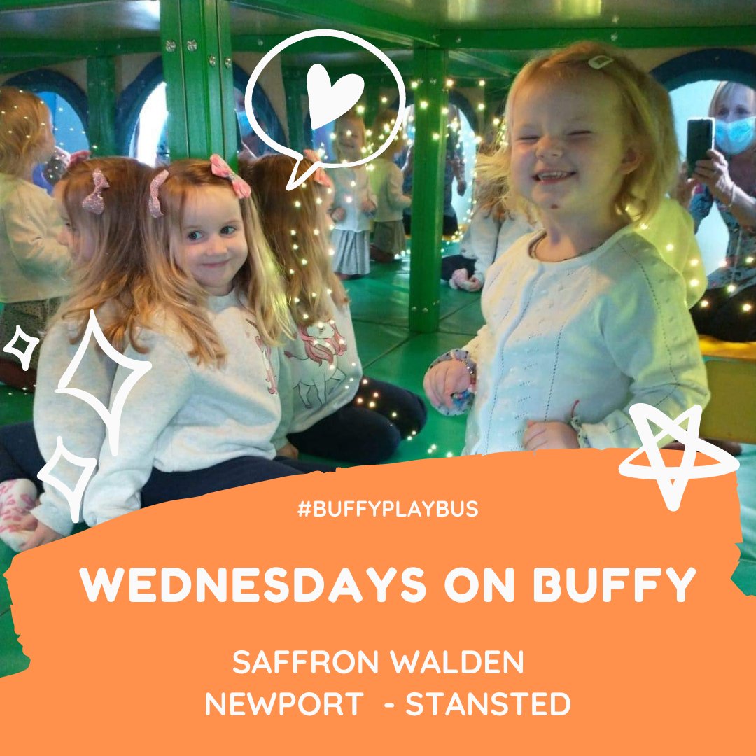 Have you booked your place on Buffy Playbus yet? Tomorrow we will be at:
🌈 9:15am – 10:30am #SaffronWalden, CB10 2NQ
🌈 11:15am – 12:30pm #Newport, Saffron Walden, CB11
🌈 1:45pm – 3pm #Stansted, CM24 8XP
Reserve a spot for your child at buff.ly/3B3rc7z
