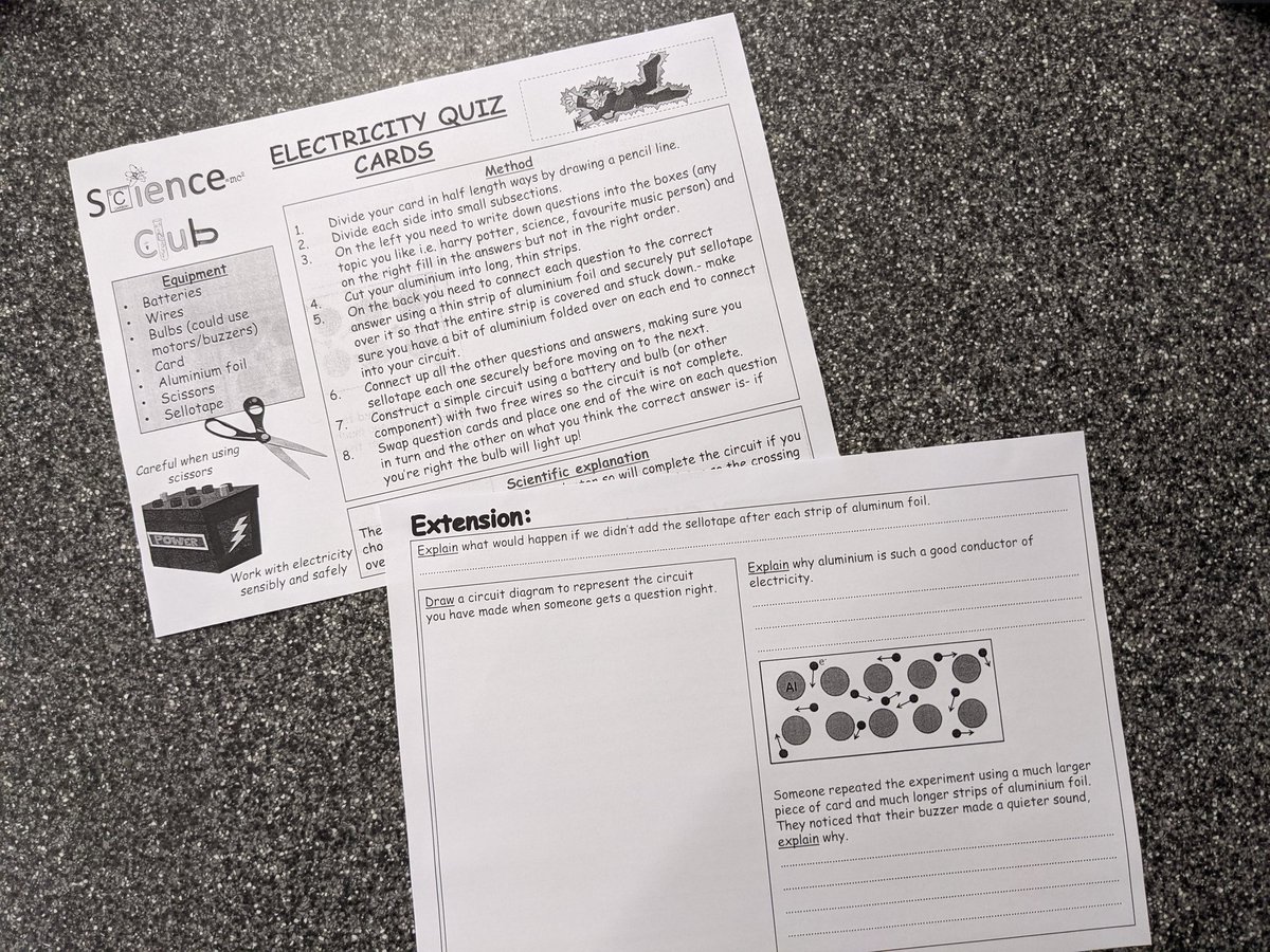 One of my go to #ScienceClub activities each year- making electricity quiz cards!

I made mine all about cells tonight 👨‍🔬

We had great fun making them too.