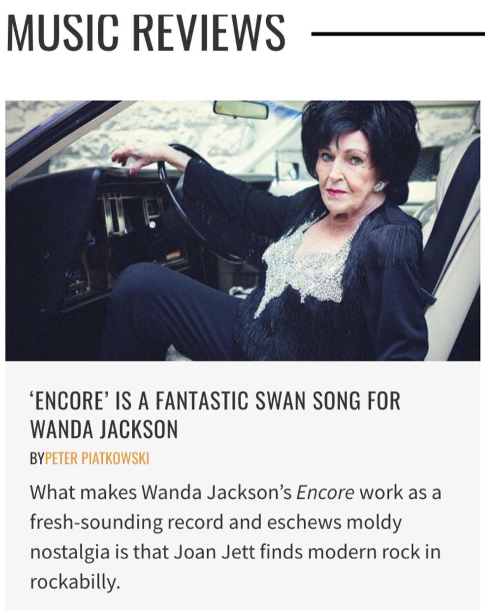 Thank you <a href="/PopMatters/">PopMatters</a> for the rave review of “Encore”

“It’s a lean, tight album (it clocks in at less than 25 minutes) and a fabulous capper to a groundbreaking career. […] it’s a lively, energetic LP with some of the most potent music of her long career.”

#wandajackson