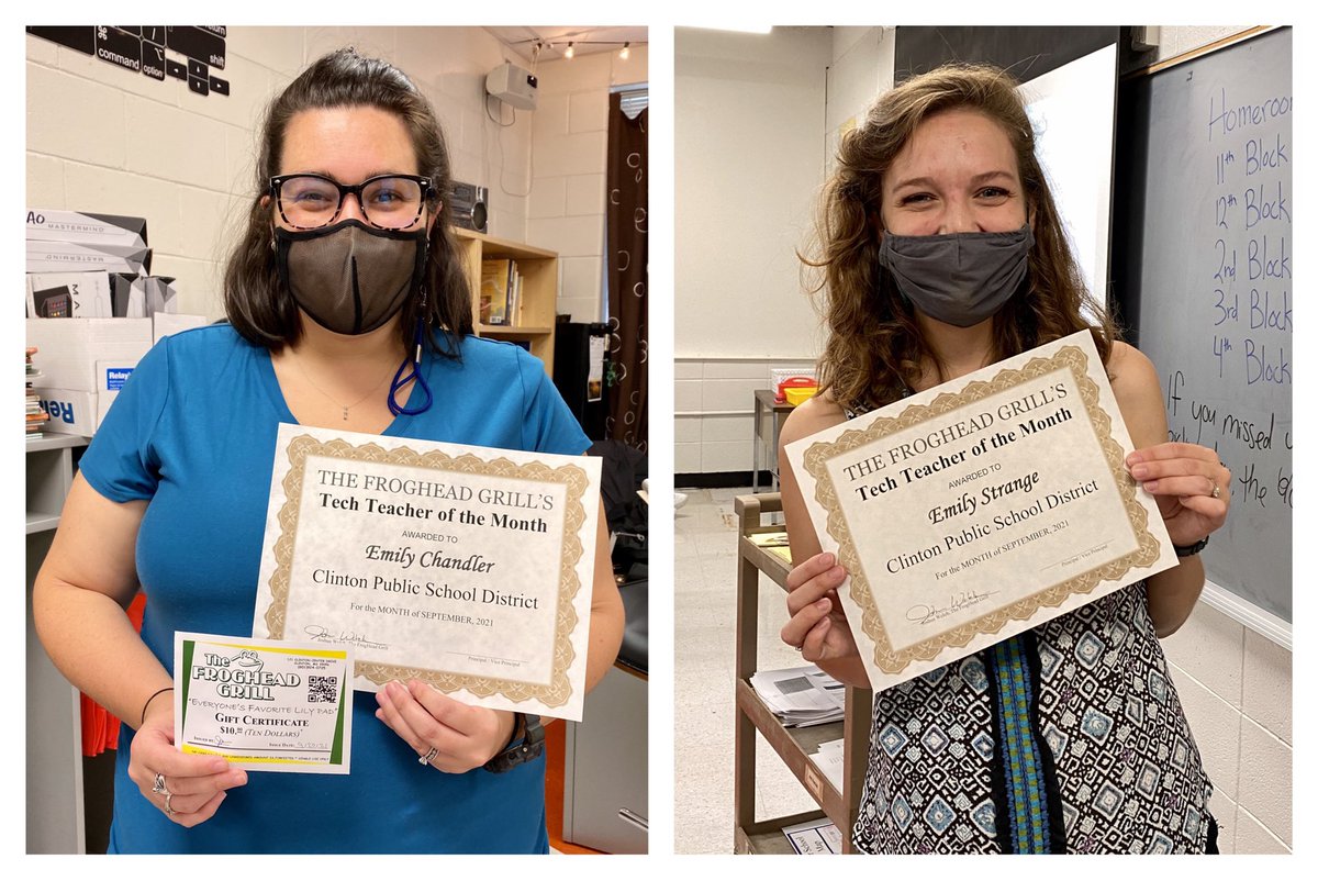 TechCoachReeta's tweet photo. Congrats to our CPSD Tech Teachers for the month of September: Emily Chandler and Emily Strange! #GoArrows #ClintonPublicSchoolDistrict #EmbraceEdtech https://t.co/g1IwaB6hgs