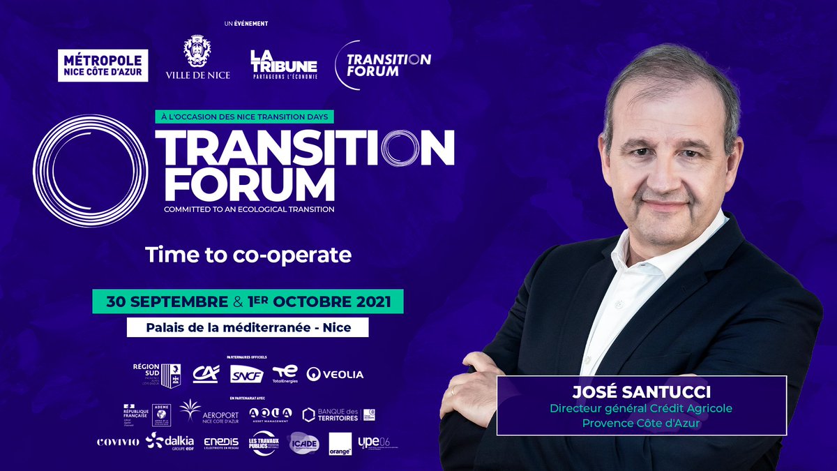 #DEVELOPPEMENTDURABLE ♻️
Le #TransitionForum2021 rassemblera des décideurs publics et privés pour imaginer les solutions de #demain
📍 Palais de la Méditerranée à Nice
📆 30/09 &amp; 01/10
Inscriptions 👇
bit.ly/3zBH8gj
<a href="/Credit_Agricole/">Groupe Crédit Agricole</a> <a href="/CreditAgricole/">Crédit Agricole</a>