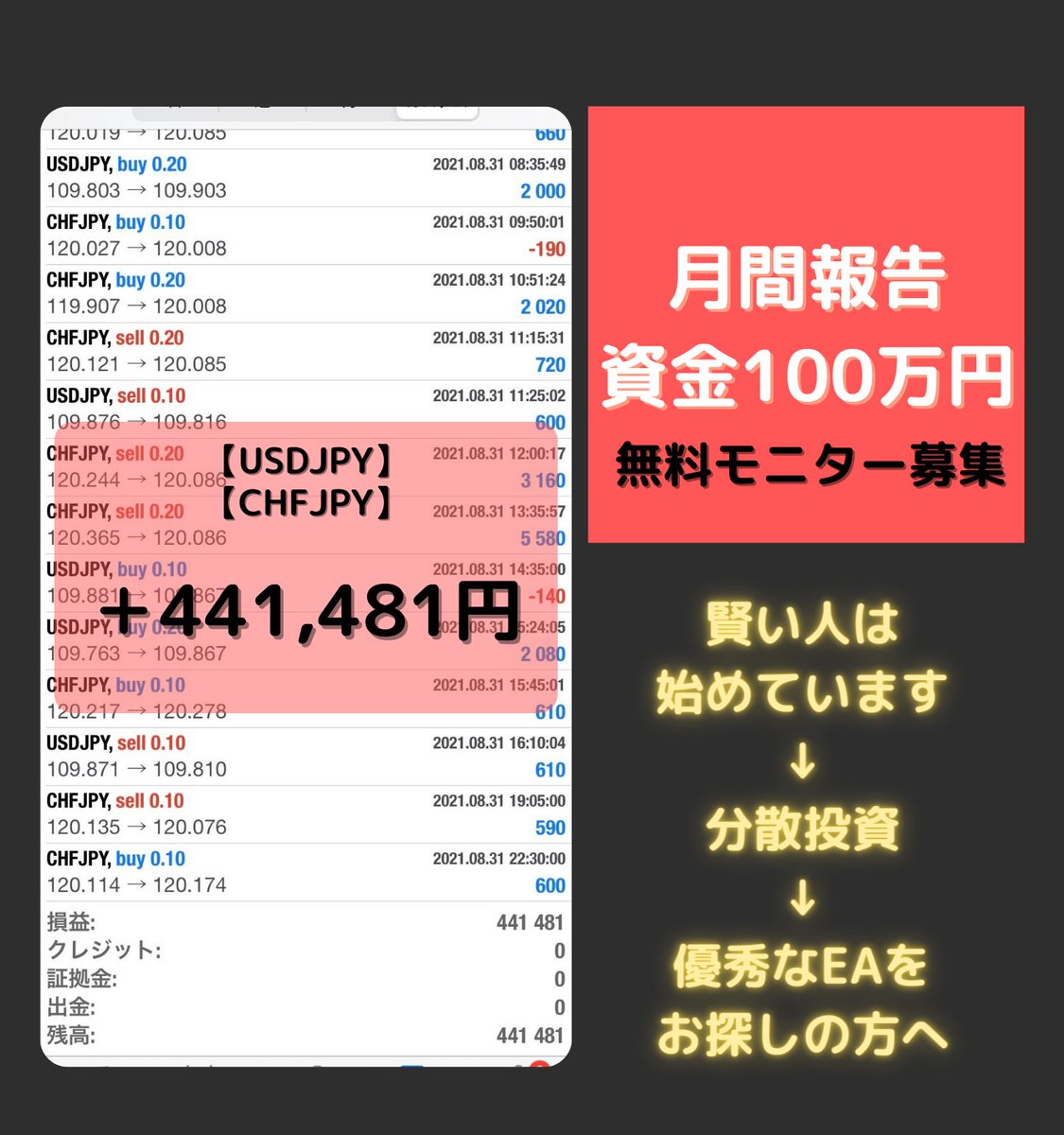 ea496829's tweet photo. 【✨完全無料でソフト配布✨】
FXの自動売買ソフトってご存じですか？

下記に当てはまる方にぴったりです😊
☑副業はこれで最後にしたい
☑低資金で稼ぎたい
☑資産運用に興味はあるけど始め方が分からない

実績と詳細はブログで👇
３分で読めます♪
https://t.co/aPN3ygiU6r https://t.co/0pGxTByO3w