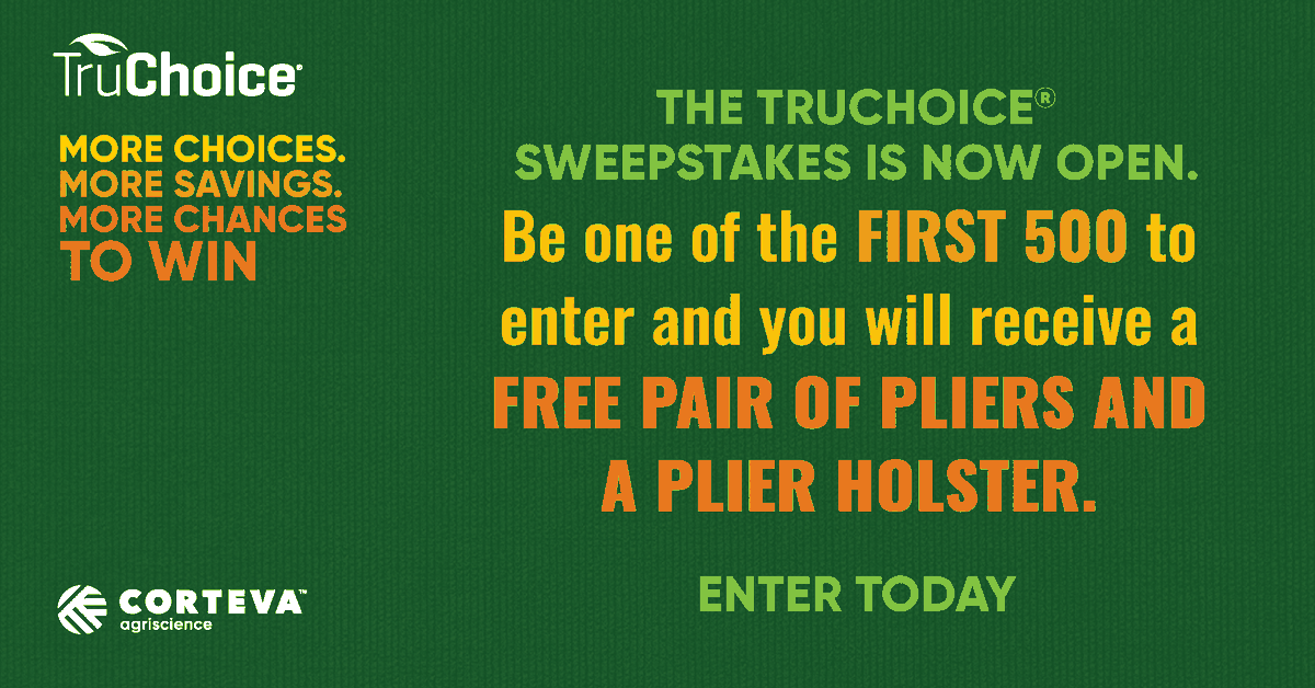 CortevaUS's tweet photo. #NEWS: Save on your 2022 crop protection products with a simpler TruChoice® offer and our biggest giveaway ever! The TruChoice sweepstakes opens today: More than 60 winners and $50,000 in Corteva™ Cash are up for grabs, with an additional gift to the first 500 entrants.