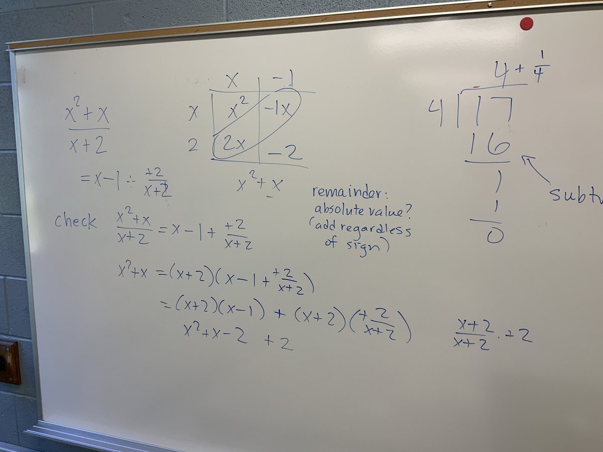 mathhombre's tweet image. Doing a @pwharris #alg2chat problem string on rational functions. Got deep.