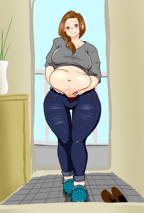 #肉の日 
#ぽっちゃり 
「お肉つきすぎちゃったので……良かったらどうぞ…///」って来るアパートのお隣さん。
肉の日イラスト!うしっ!背景の雑さは素晴らしい!!うむ! 