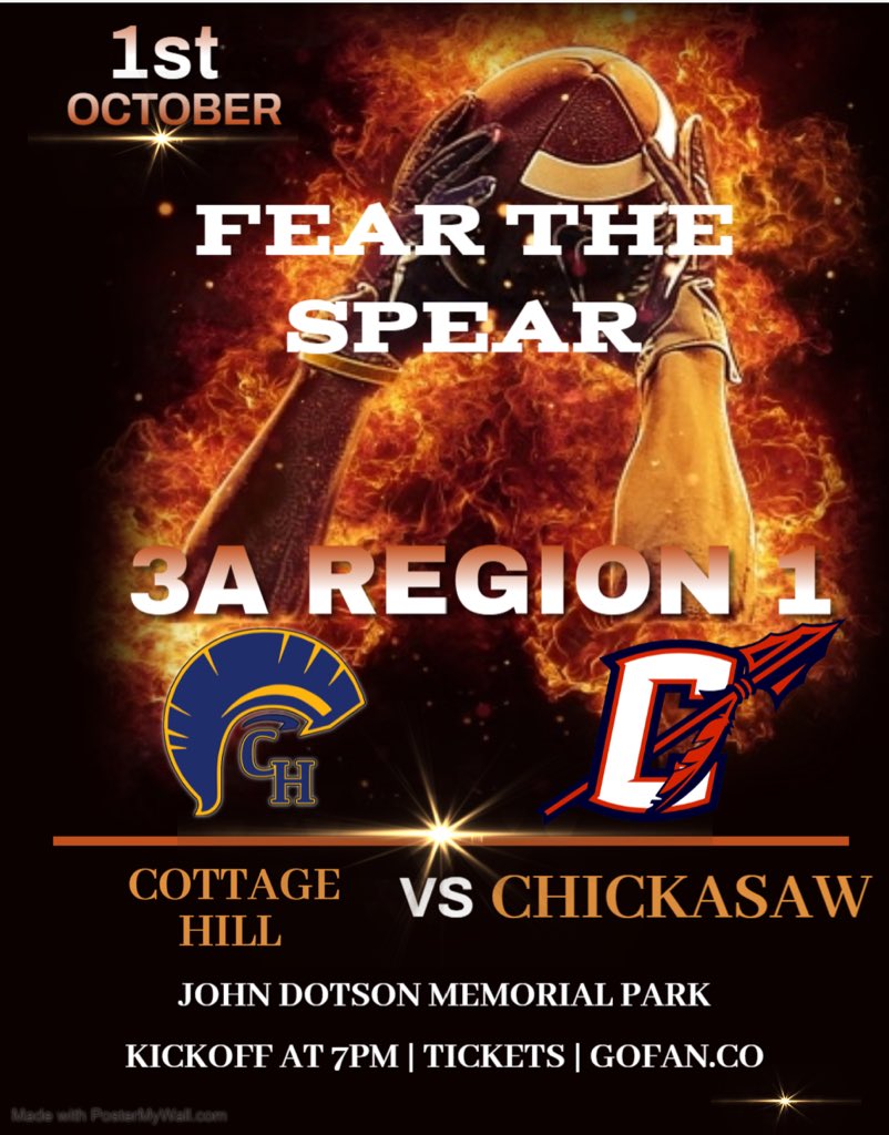 Chief10Nation's tweet photo. Key Region 1 battle Friday night! See you there! @ChickasawF @1055wnsp @pigskinwnsp @AHSAAUpdates @aldotcomPreps @BenThomasPreps https://t.co/F1qzm3DtMX