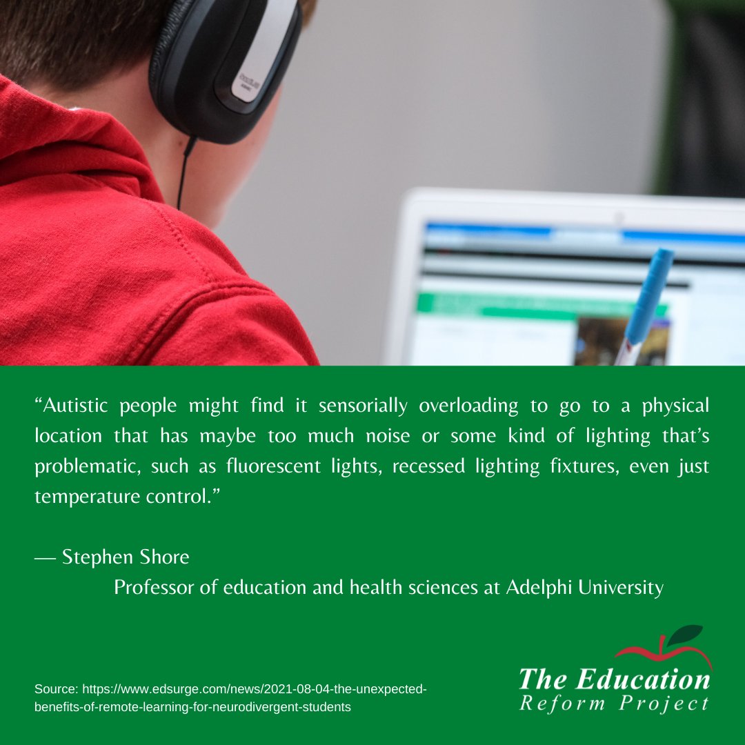 TheEDURP's tweet photo. A new study shows there are significant benefits for neurodivergent students who prefer remote learning. Flexibility is key for students whose daily learning challenges can be unpredictable. Read on: https://t.co/VGPqkwOCYW 🍎🍎🍎 https://t.co/q1ep27xJWa