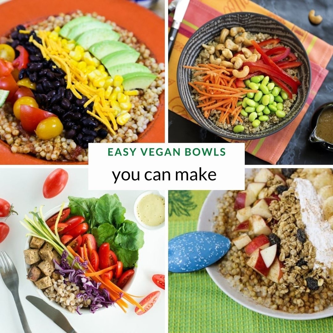 Vegan bowls deserve their status a hot food trend. The best easy vegan bowls are arranged to please your eyes as well as your palate. #vegetarian #vegan⁠
⁠
Recipes >>>vegkitchen.com/easy-vegan-bow…