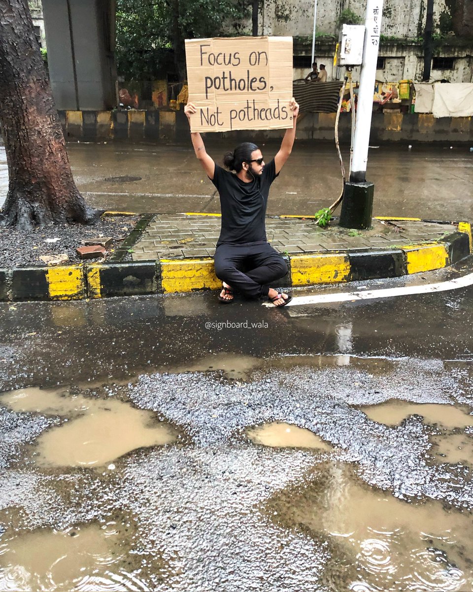 SignboardWala's tweet photo. Fly high, because the road has khaddas!
#mybmc 
#mumbaipolice 
#mumbairain 
#Potholes https://t.co/m3yYif4PIX