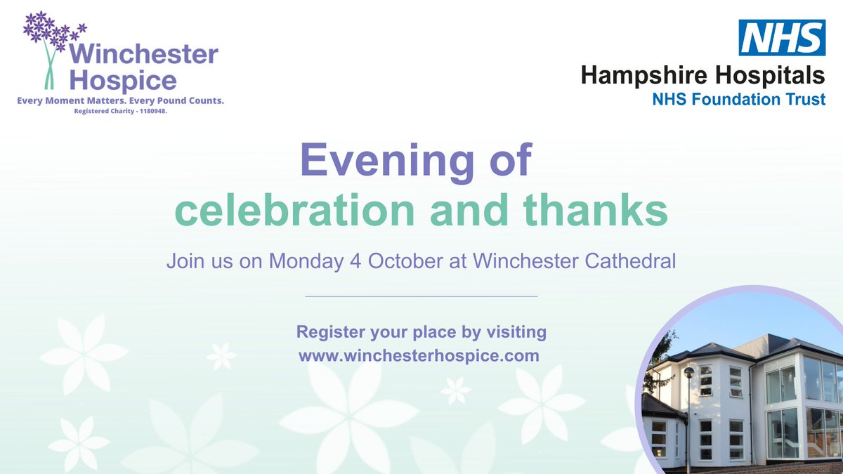 Winchester Hospice (@winchhospice) on Twitter photo On Monday 4 October, join us for an evening of celebration and thanks at <a href="/WinCathedral/">Winchester Cathedral</a> during their Evensong service. For more information and to book your place, click here: bit.ly/3lMxoKL On Monday 4 October, join us for an evening of celebration and thanks at <a href="/WinCathedral/">Winchester Cathedral</a> during their Evensong service. For more information and to book your place, click here: bit.ly/3lMxoKL