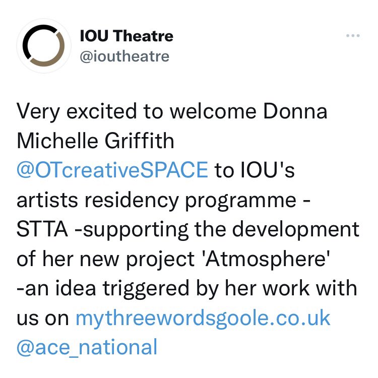 mancumango's tweet photo. @mancumango @OTcreativeSPACE @ioutheatre @ace_national #artist #residency #programme #stta #donmigri #atmosphere https://t.co/4B3OZawnwC