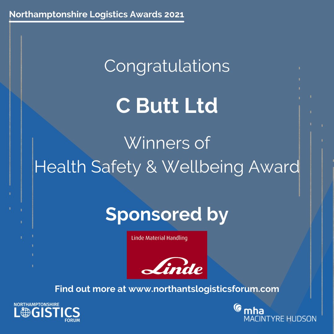 logistics_forum's tweet photo. Congratulations to @CBUTTLTD for winning the Health Safety &amp; Wellbeing Award! 🏆

This award was sponsored by Linde Material Handling!

Well done to all finalists of this category. 💃

#LogisticsAwards #Logistics #NorthantsLogistics https://t.co/K3LQ4fgUnB